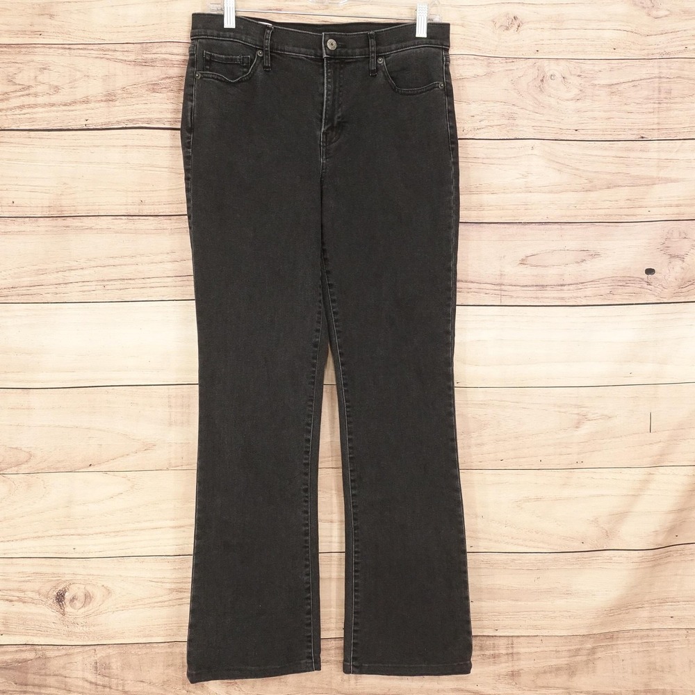 Gap Baby Boot Mid Rise Bootcut Jeans Womens 10R Charcoal Wash Stretch 30x29